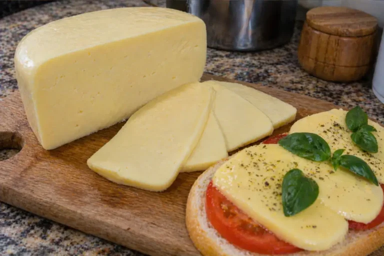 Queijo mussarela caseiro recém-feito com ingredientes frescos à vista