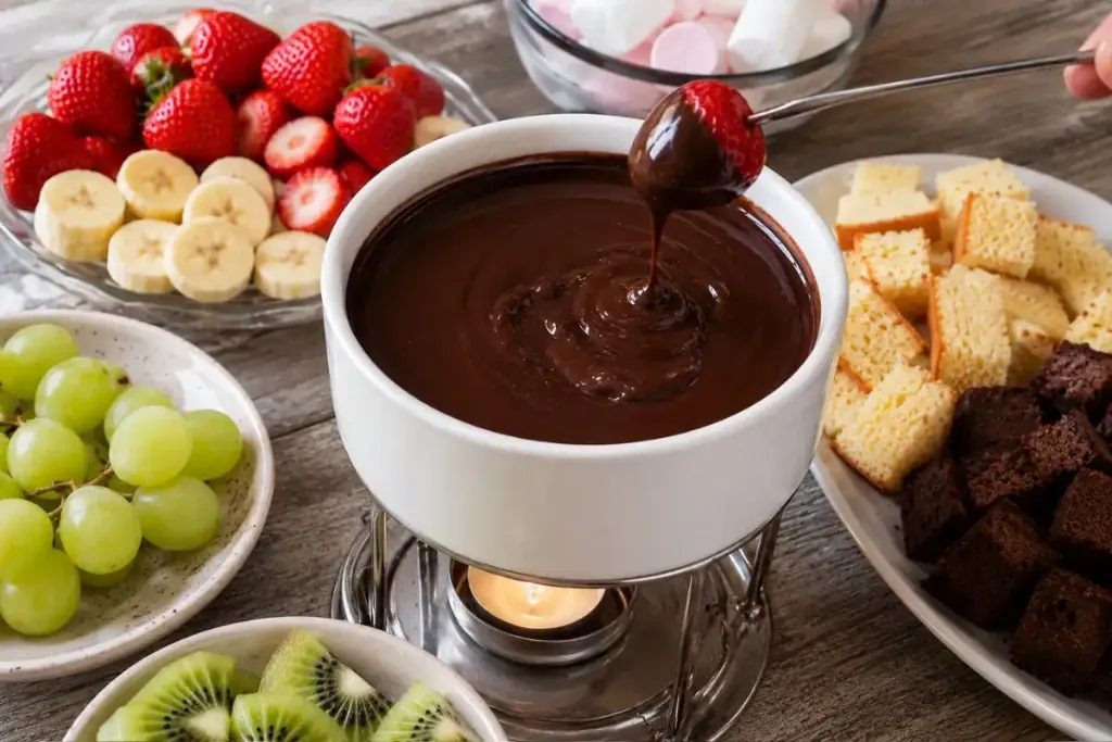 Aprenda a receita clássica de fondue de chocolate para festas e encontros