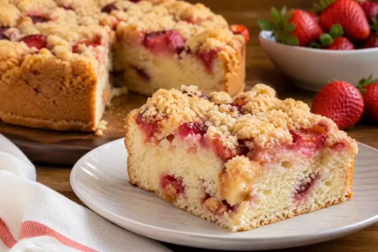 Receita de cuca de morango com farofa crocante perfeita