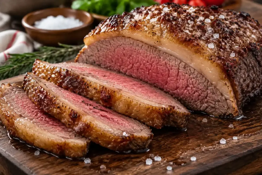 Picanha no forno com sal grosso, dourada por fora e suculenta por dentro. Confira os ingredientes, o tempo de preparo e as dicas para acertar o ponto.