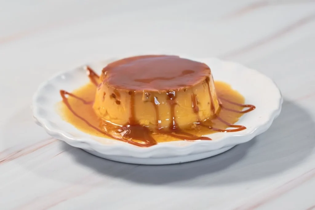 Pudim de doce de leite com textura delicada, sabor caramelizado e calda dourada, perfeito para servir gelado em almoços e ocasiões especiais.